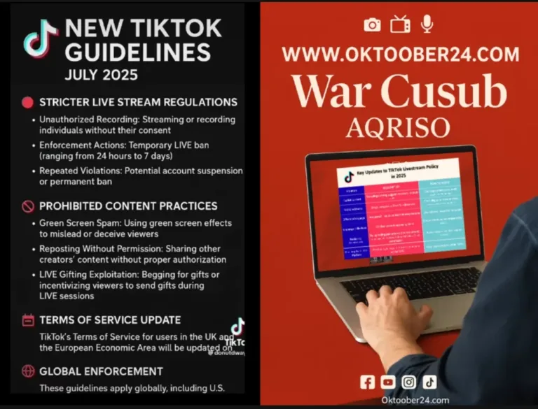 TIKTOK ayaa maanta 25 July dhaqan geliyay shuruuc Cusub