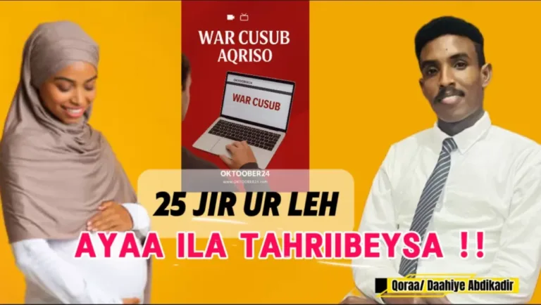 QISO MURUGA LEH: 25 jir xaamilo ah ayaa wada Tahriibeynaa maanta, qoraa Daahiye