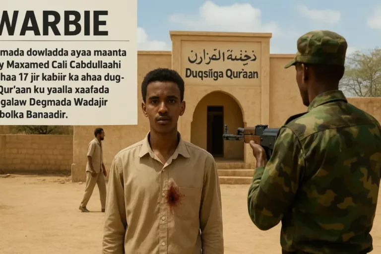 Ciidanka dowlada ayaa toogasho ku dilay 17 jir kabiir Dugsi Quraan….