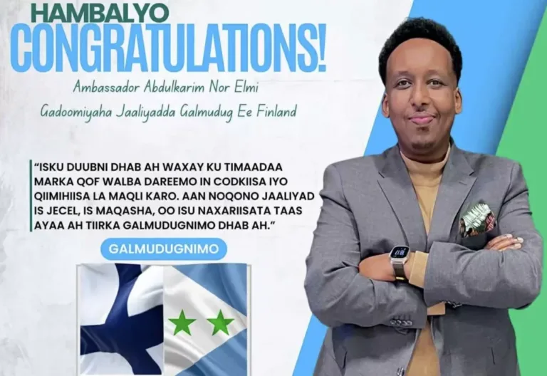 Abdulkarim Kaarshe oo loo doortay Guddoomiyaha Jaaliyadda Soomaalida Galmudug ee dalka Finland